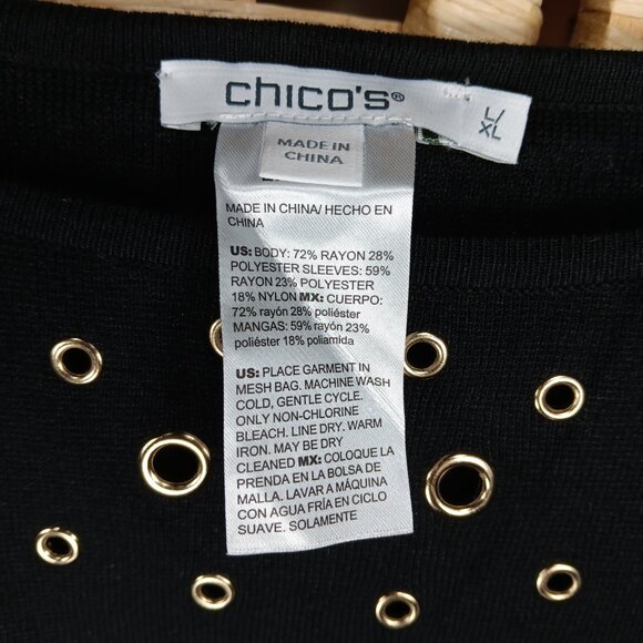 Chico's Grommet Scoop Neck Long Sleeve Sweater Rayon Blend Relaxed Batwing L 12 - Picture 12 of 12